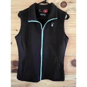 Spyder Black And Teal Full Zip Front Casual Vest Women Sz Large